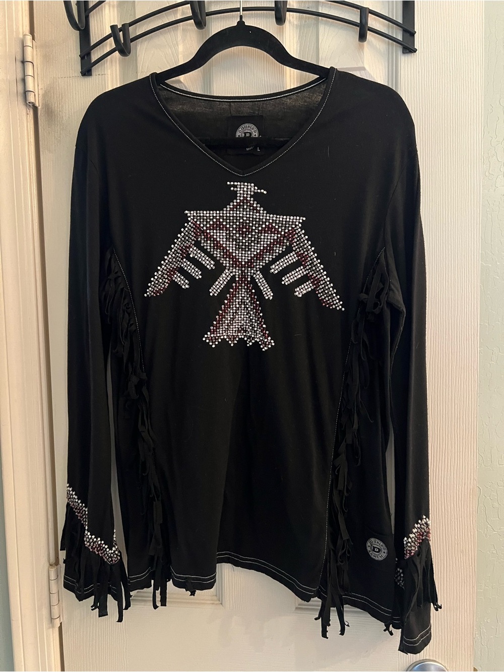 Double D Tanch large Aztec beaded fringe top black large